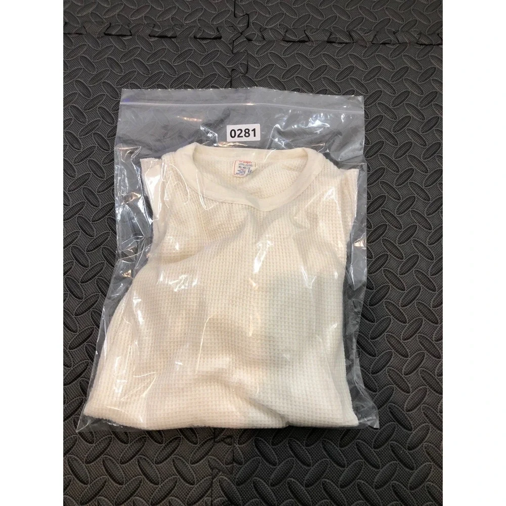 J.E. Morgan Long Johns Shirt Mens XL White Thermal Waffle Knit Made in USA 80s